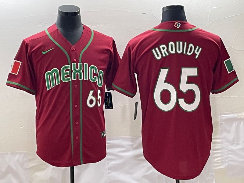 Men 2023 World Cub Mexico #65 Urquidu Red Nike MLB Jersey2
